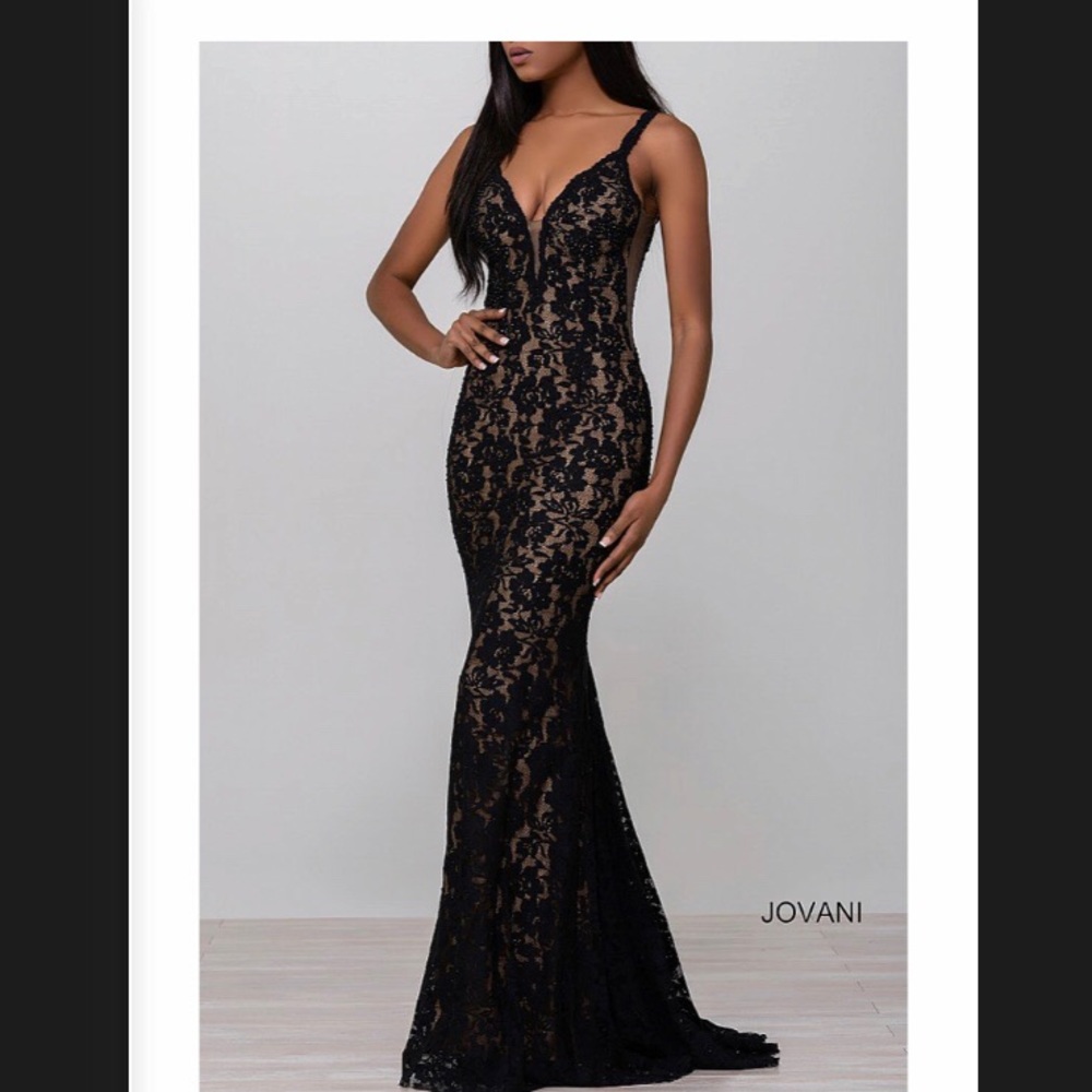 Jovani Fitted Lace Prom Dress, Old Hollywood Glam